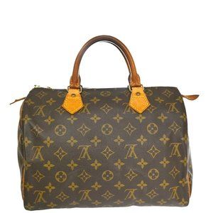 Authentic LOUIS VUITTON Speedy 30 Travel Hand Bag Monogram Leather Brown